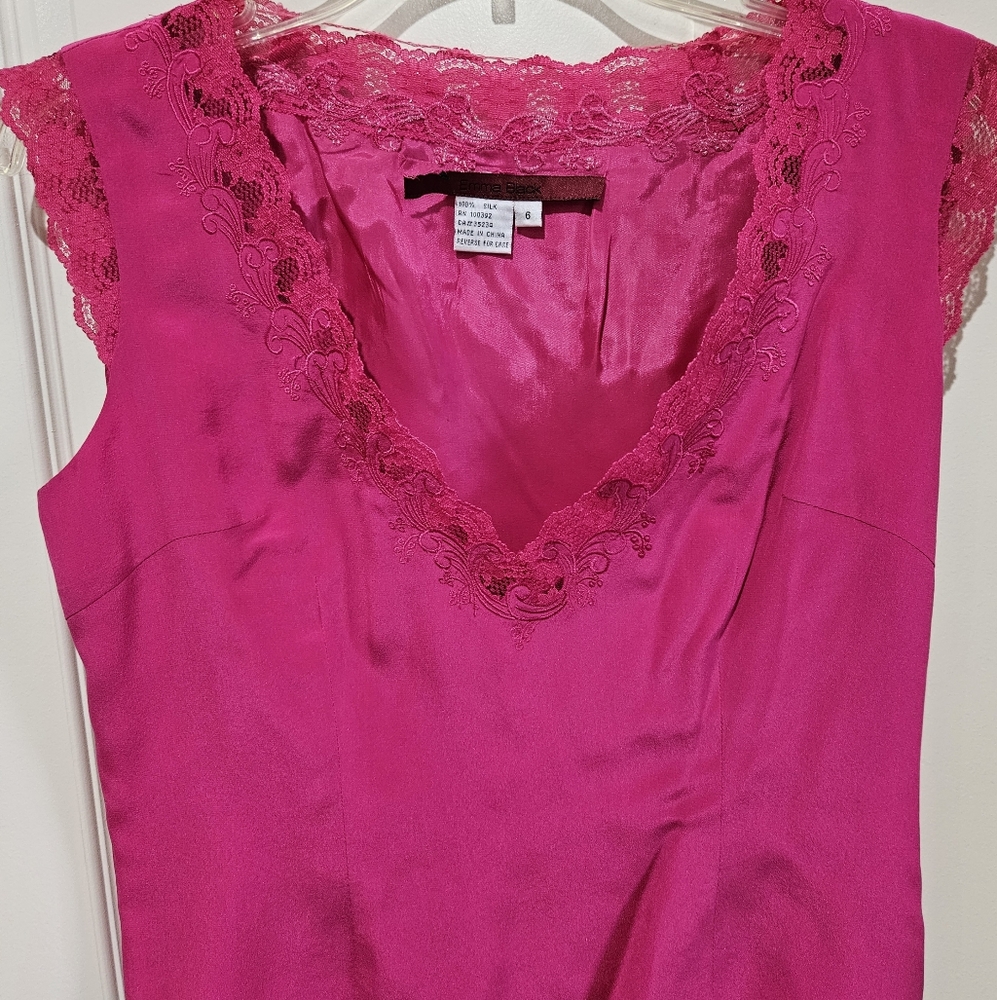 Emma Black Silk Pink  Blouse Top Sz 6